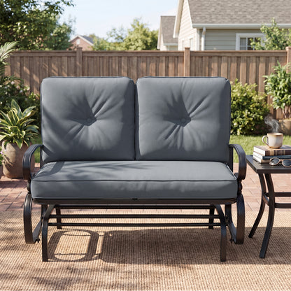 2-Seat Outdoor Swing Glider Chair with Cushions
