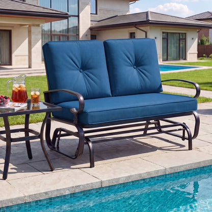 2-Seat Outdoor Swing Glider Chair with Cushions