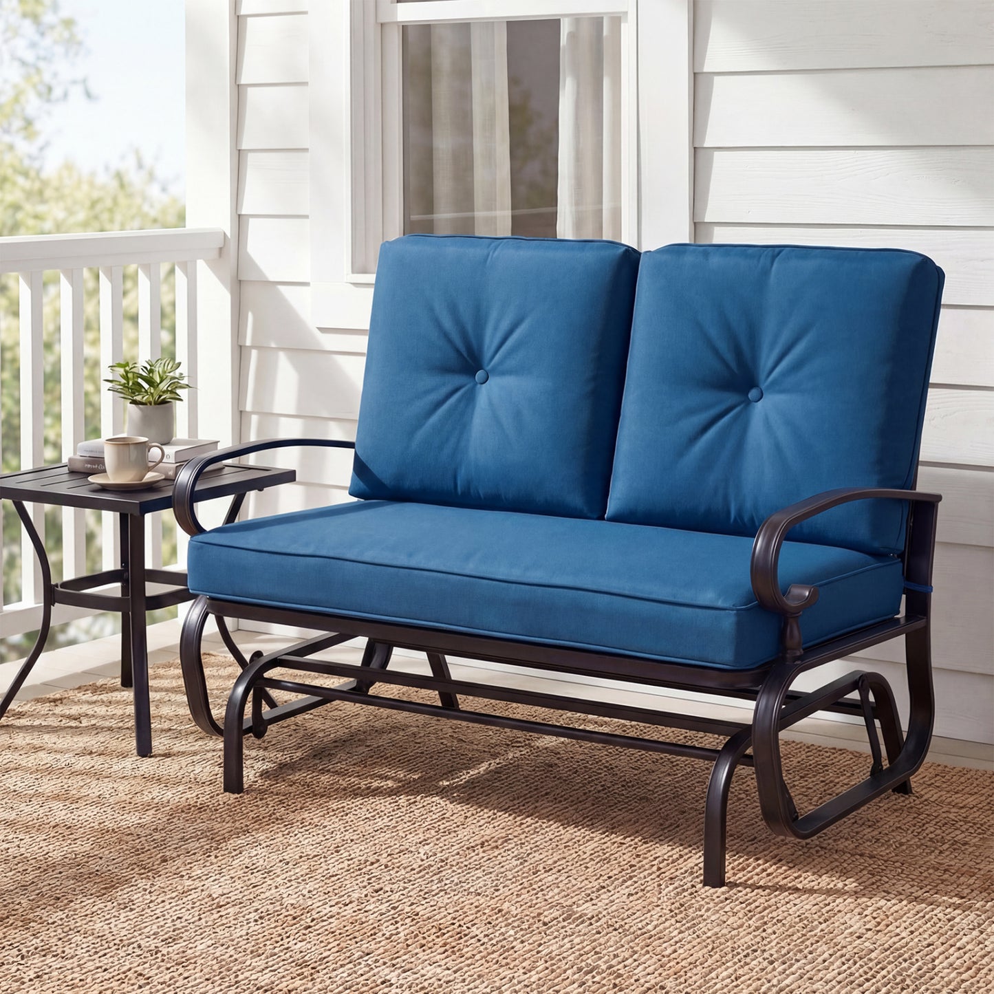 2-Seat Outdoor Swing Glider Chair with Cushions