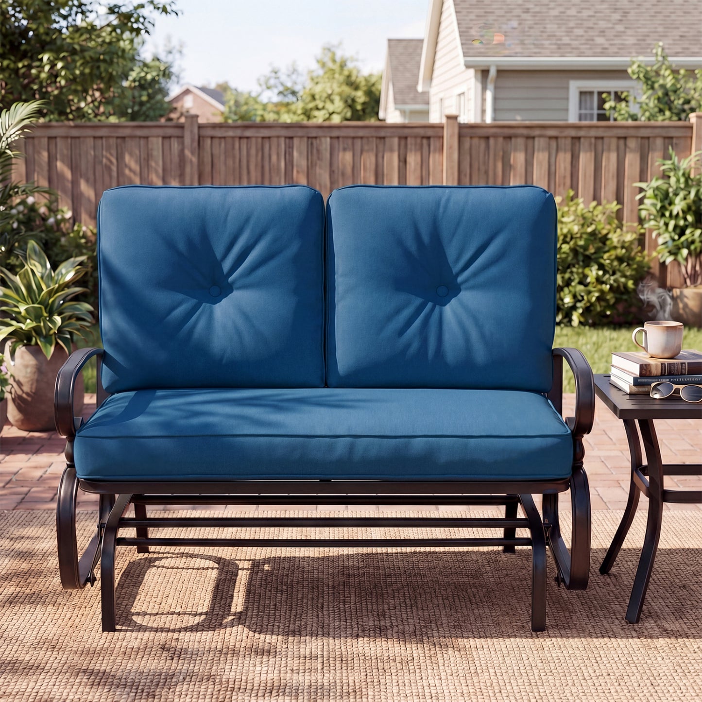 2-Seat Outdoor Swing Glider Chair with Cushions