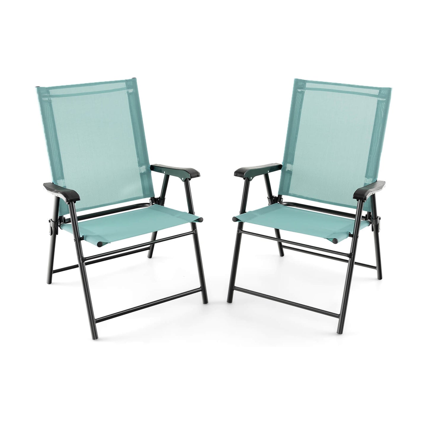 Folding Patio Dining Chairs Set of 2 with Armrests