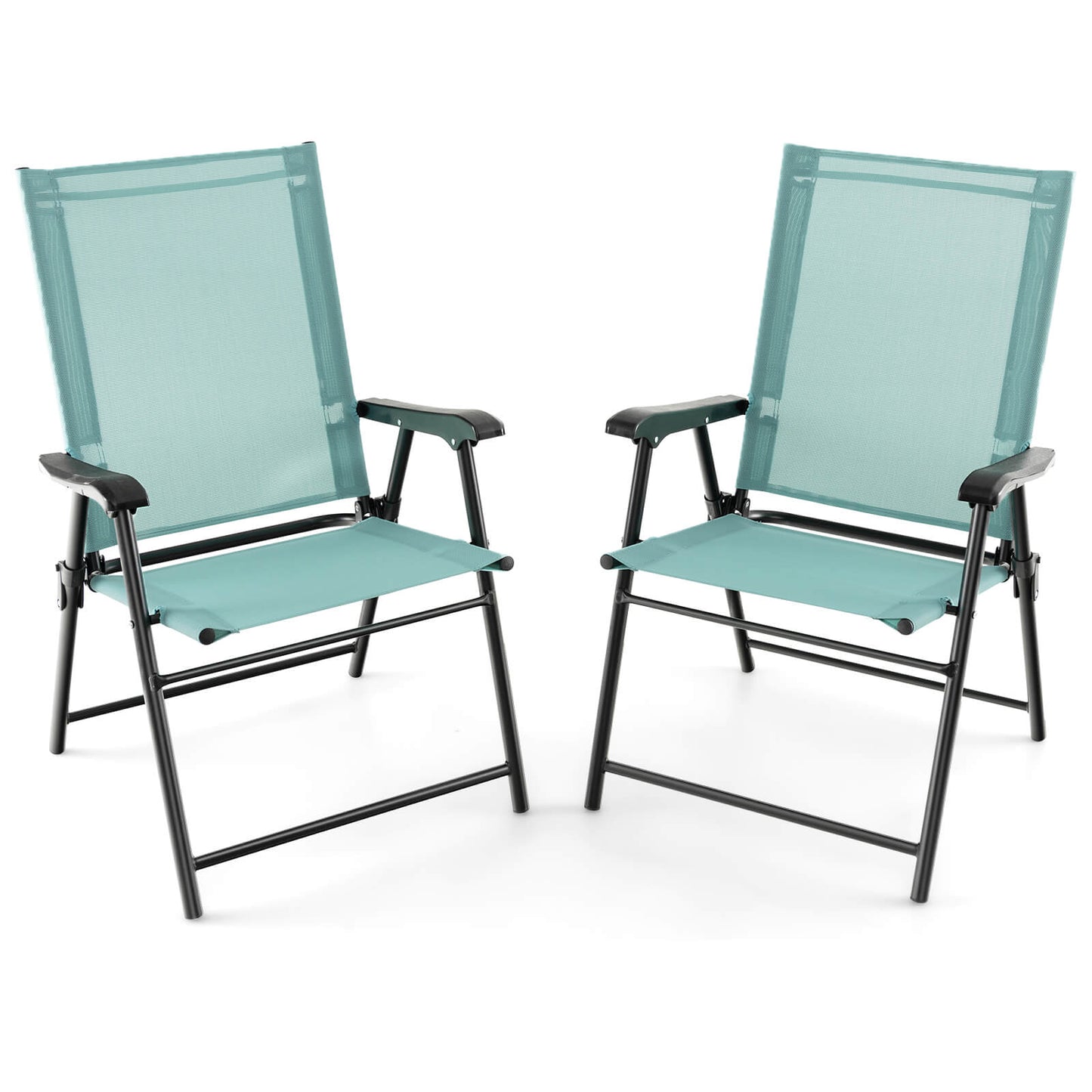 Folding Patio Dining Chairs Set of 2 with Armrests