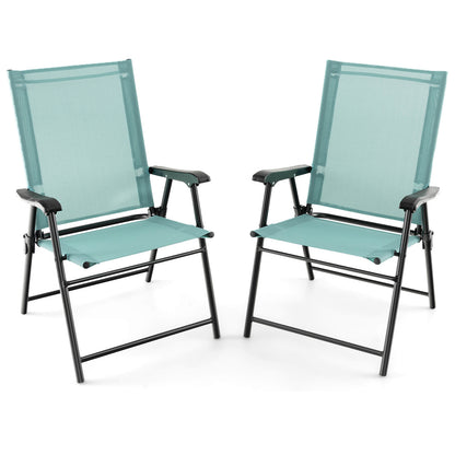 Folding Patio Dining Chairs Set of 2 with Armrests