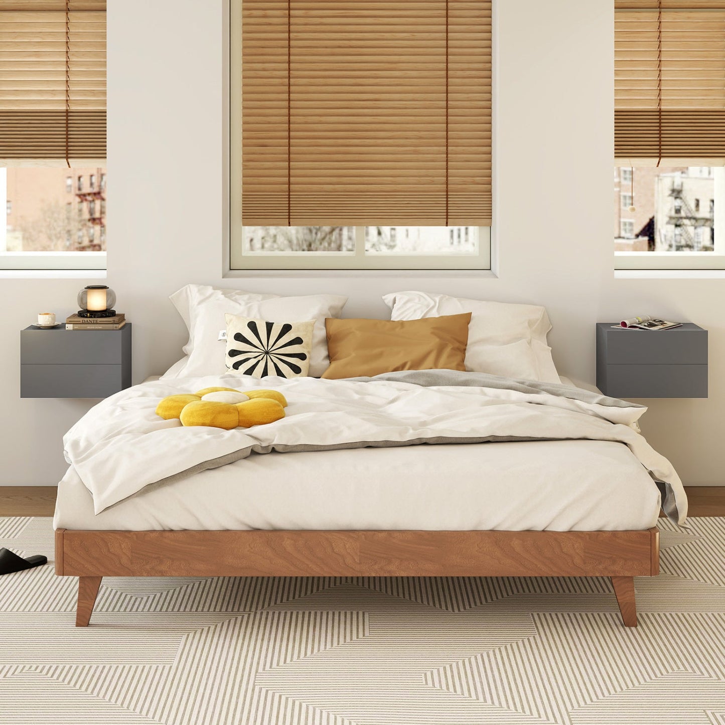 Wall Mounted Floating Nightstand with 2 Drawers