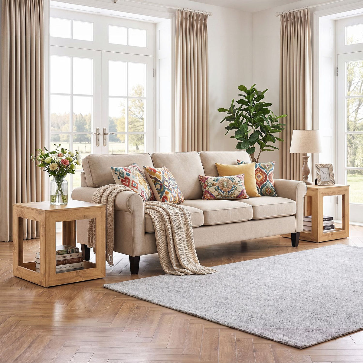 2-Tier Farmhouse End Table with Storage Shelf