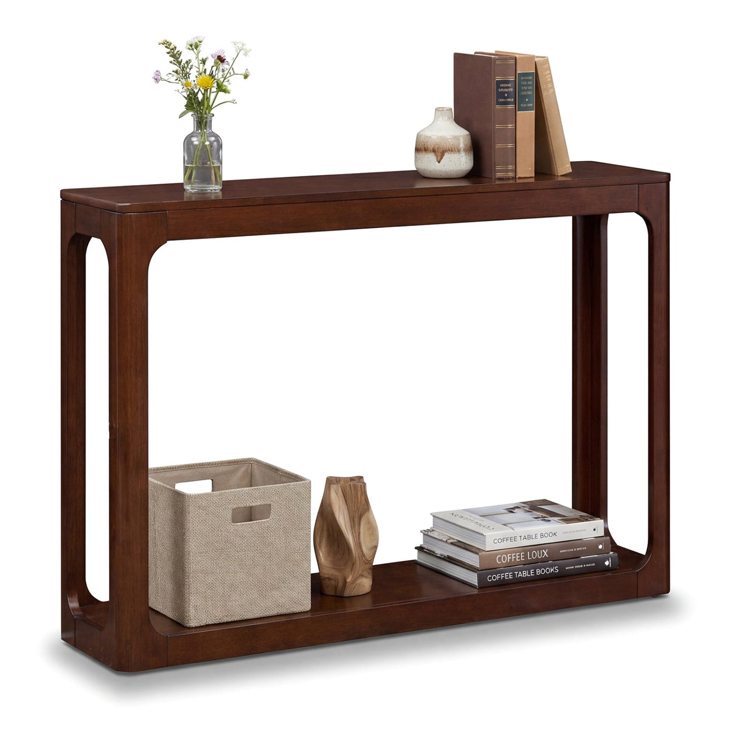 2-Tier Mid Century Wood Console Table with Storage Shelf