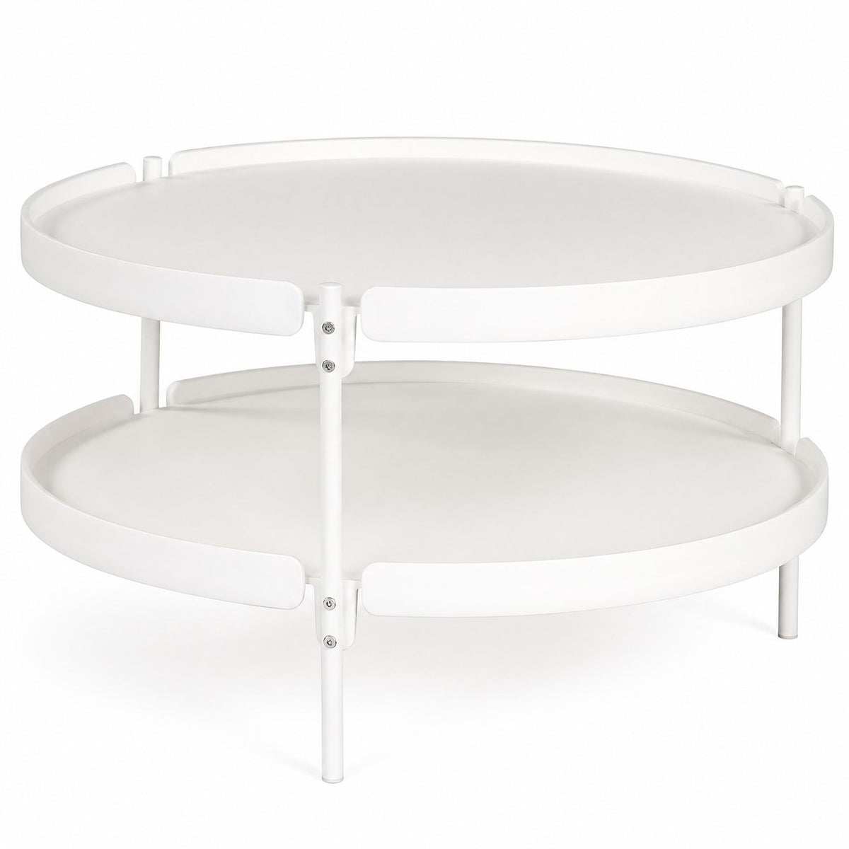 2-Tier Plastic Coffee Round Coffee Table for Living Room