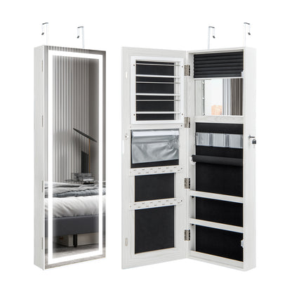 Full Length Mirrored Jewelry Armoire with LED Lights