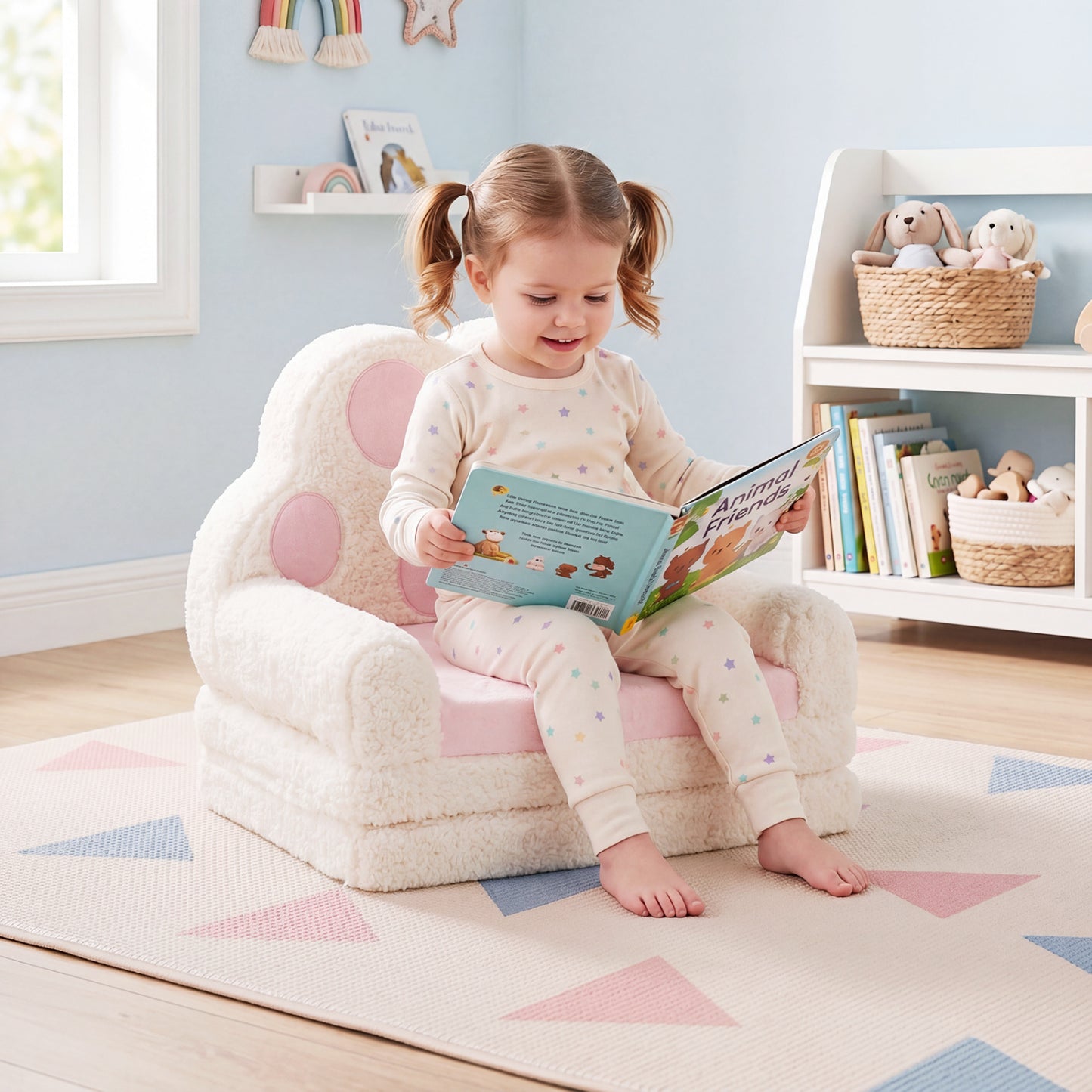 Convertible Kids Sofa to Lounger with Removable Cover