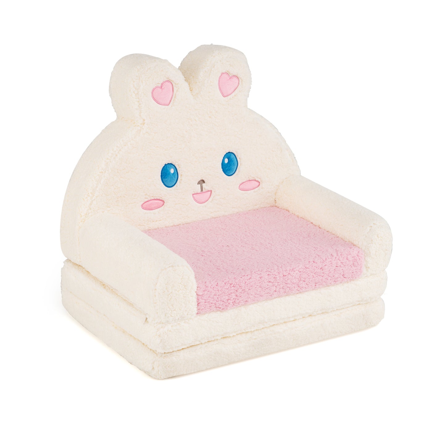 Convertible Kids Sofa to Lounger with Bunny Pattern - Pink