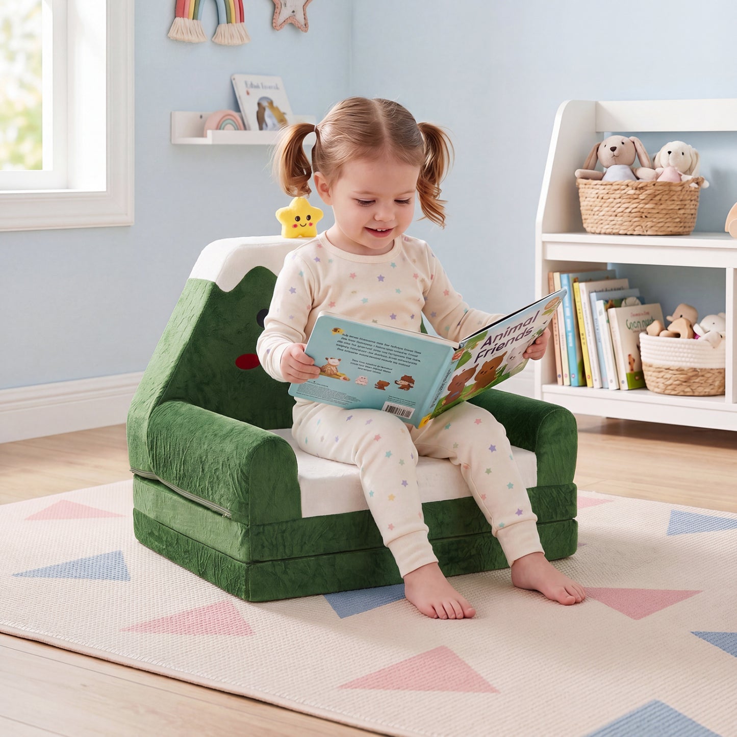 Kids Sofa 2-in-1 Convertible to Lounger with Christmas Pattern