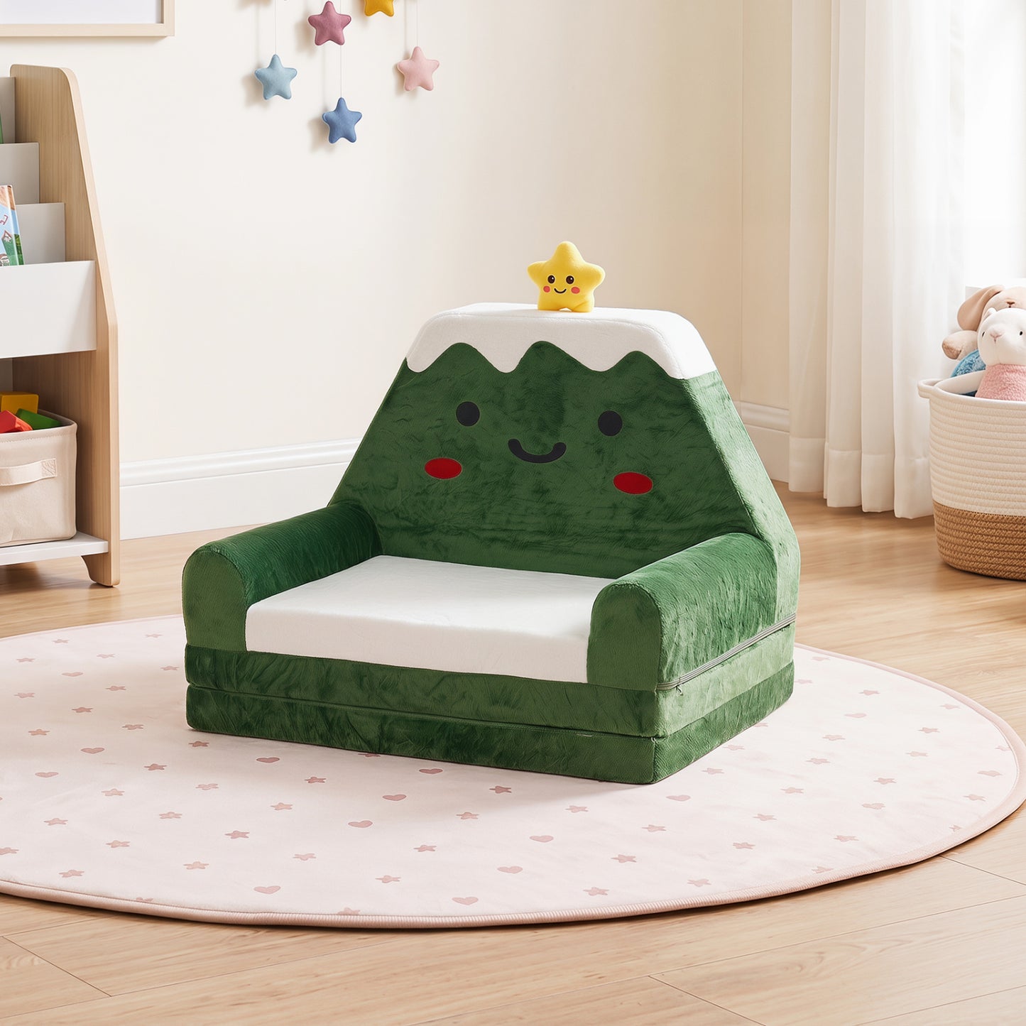 Kids Sofa 2-in-1 Convertible to Lounger with Christmas Pattern