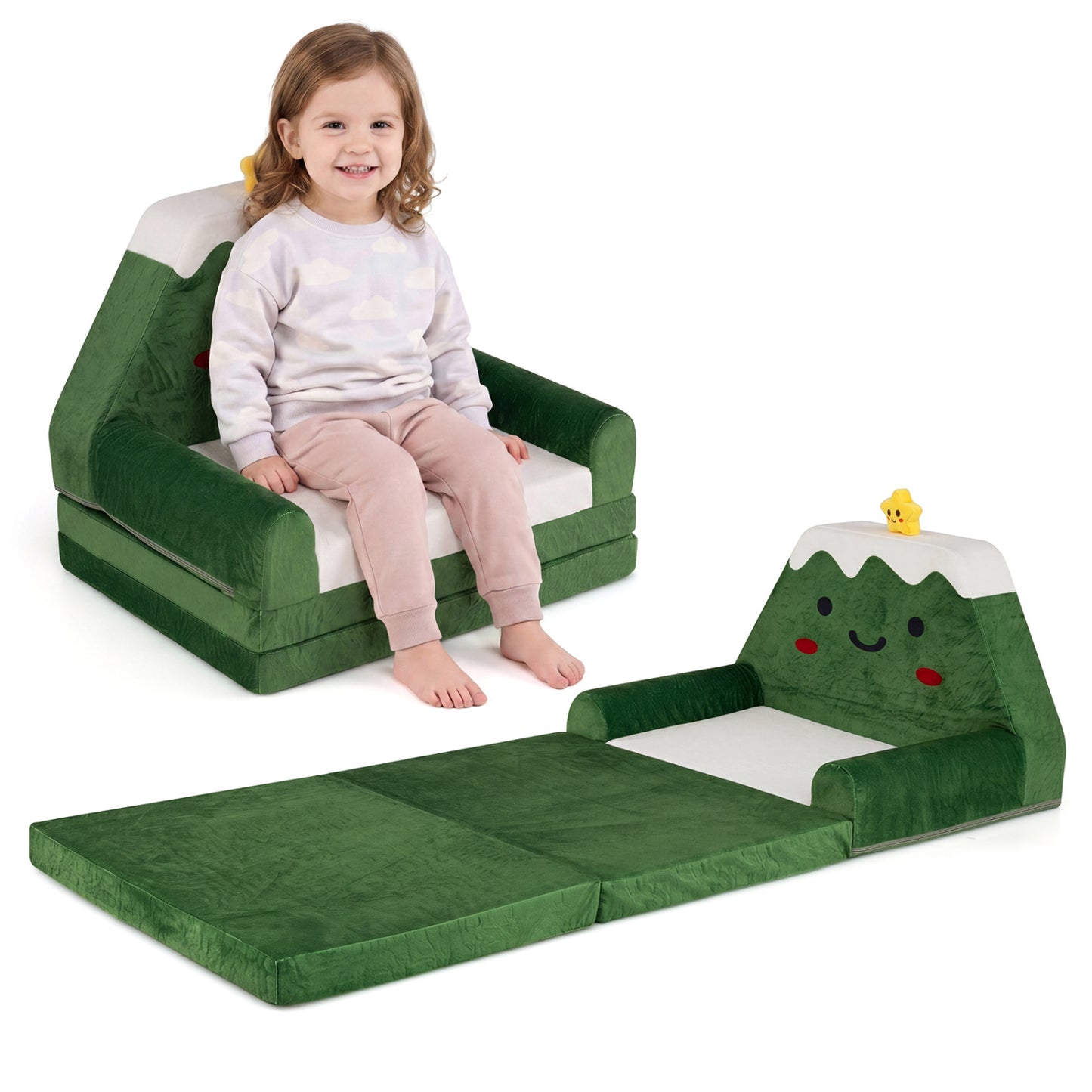 Kids Sofa 2-in-1 Convertible to Lounger with Christmas Pattern