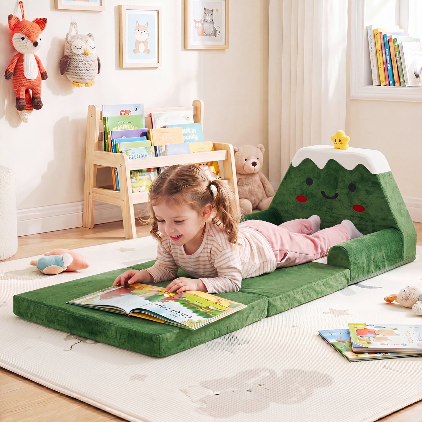 Kids Sofa 2-in-1 Convertible to Lounger with Christmas Pattern