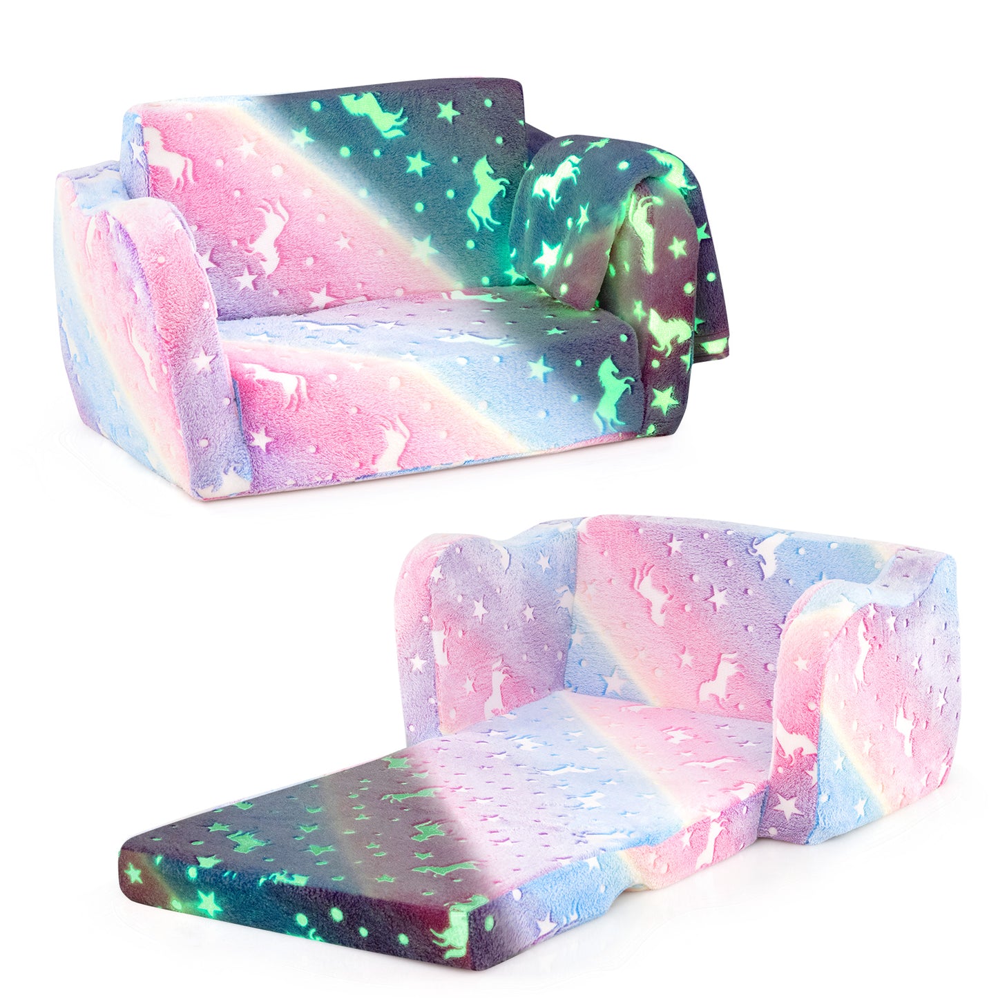 Kids Folding Couch with Blanket - Glow in the Dark
