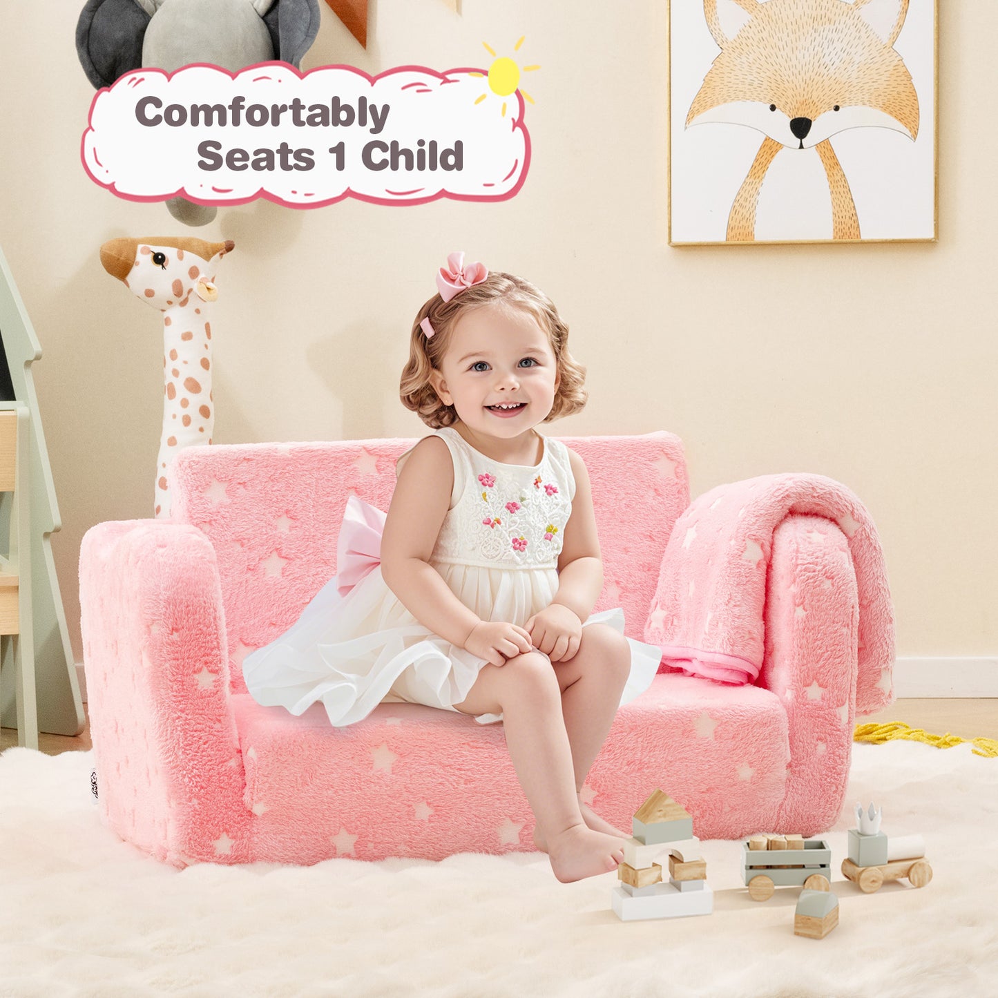 Kids Folding Couch with Blanket - Glow in the Dark
