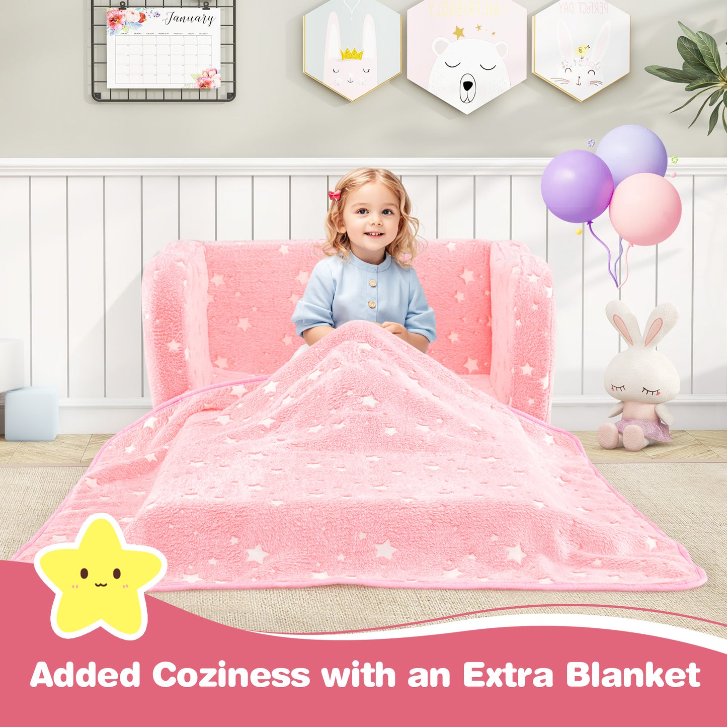 Kids Folding Couch with Blanket - Glow in the Dark