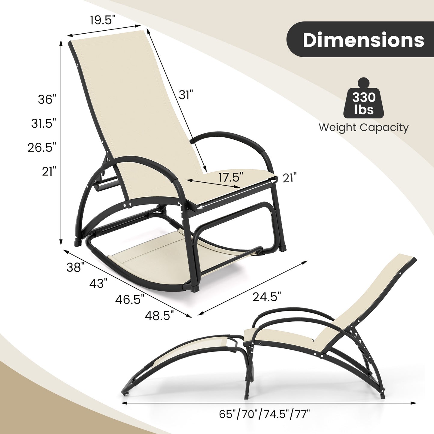 2-in-1 Rocking Lounge Chair with Adjustable Backrest