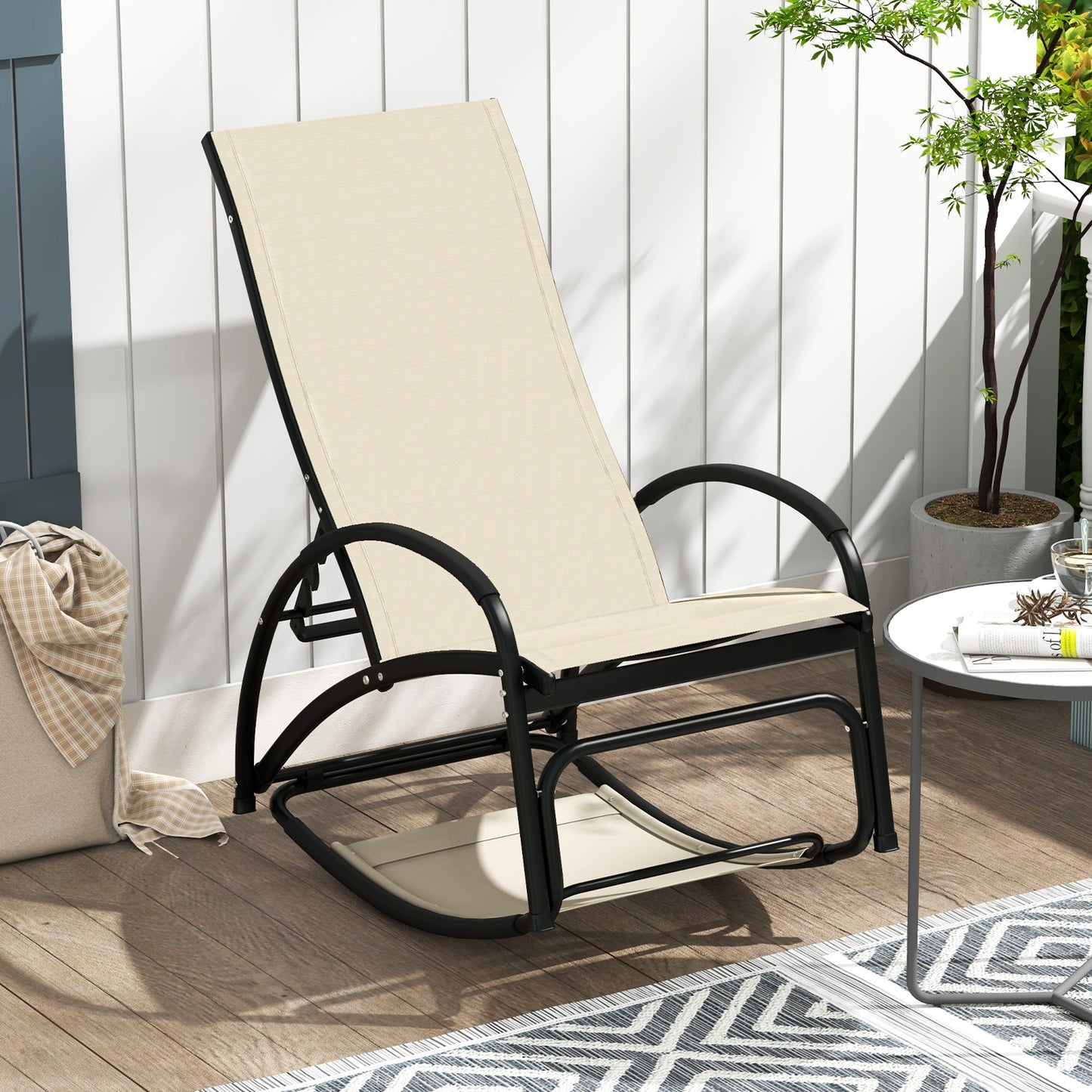 2-in-1 Rocking Lounge Chair with Adjustable Backrest
