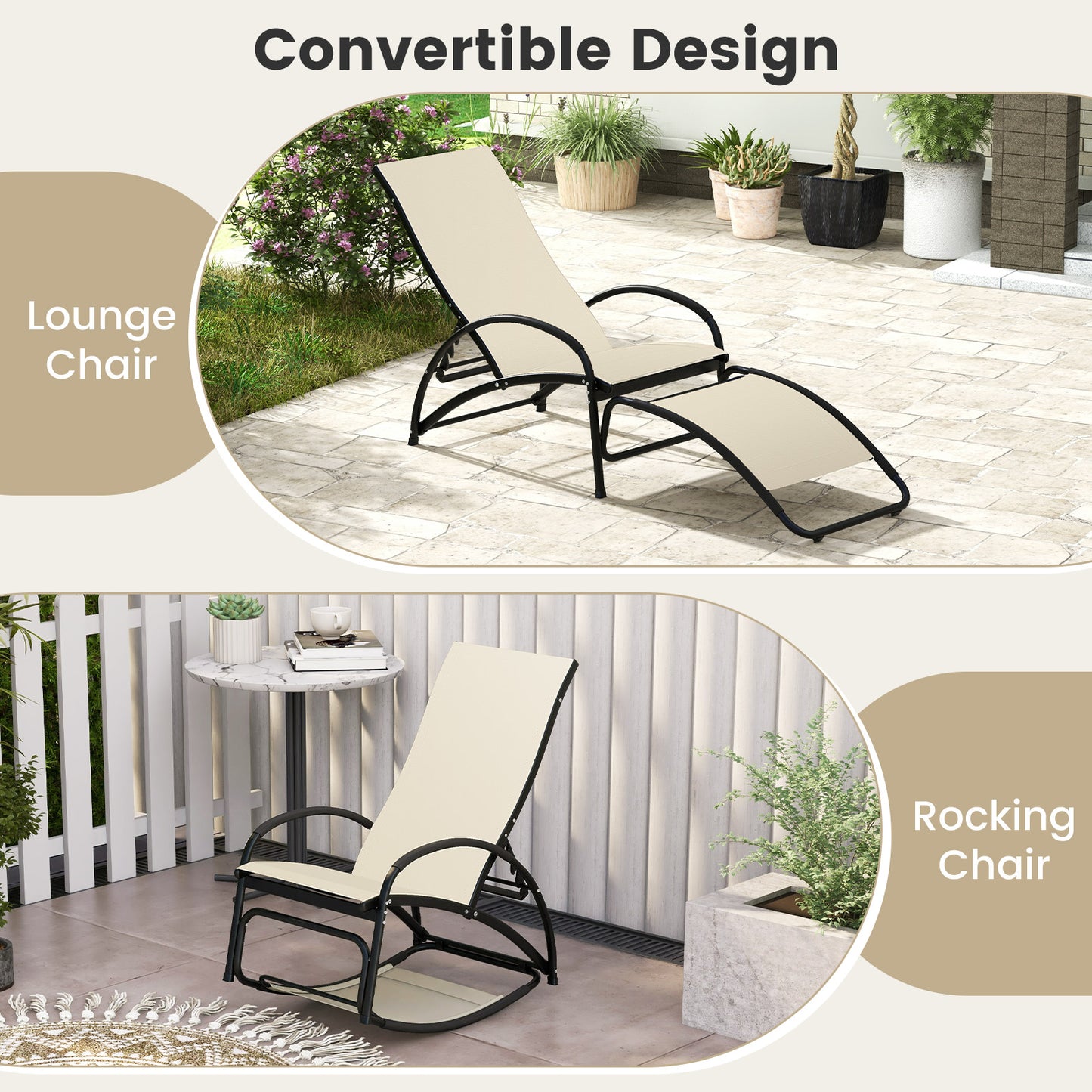 2-in-1 Rocking Lounge Chair with Adjustable Backrest