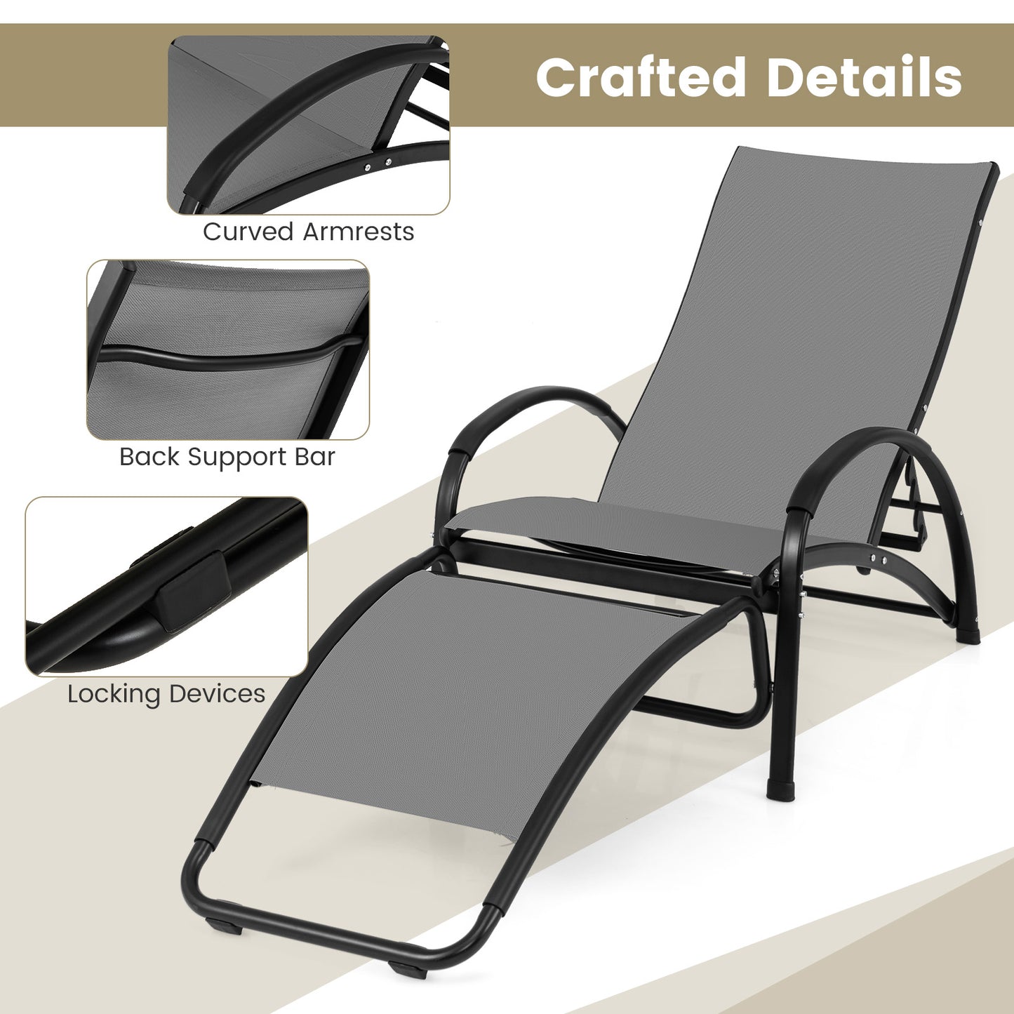 2-in-1 Rocking Lounge Chair with Adjustable Backrest