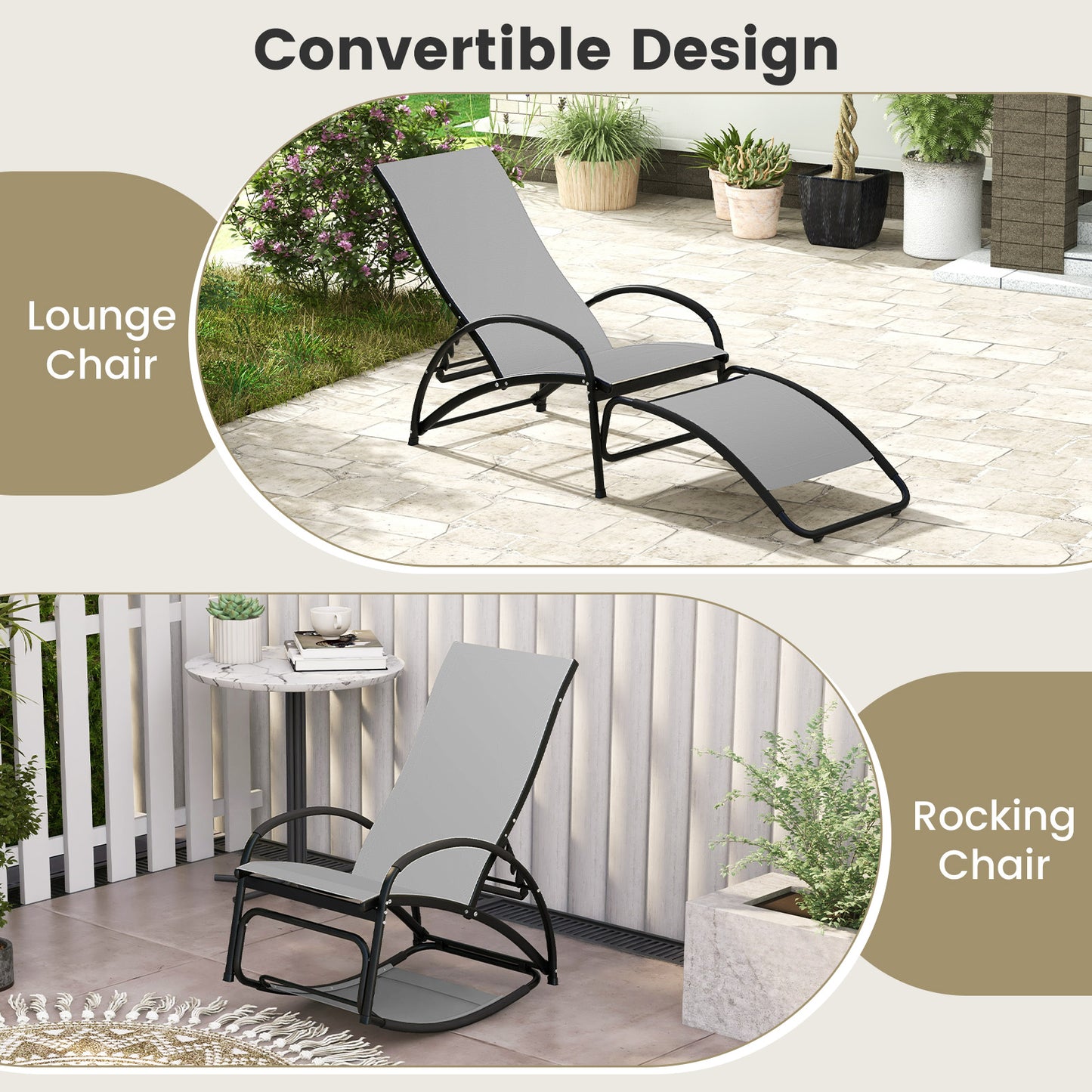 2-in-1 Rocking Lounge Chair with Adjustable Backrest