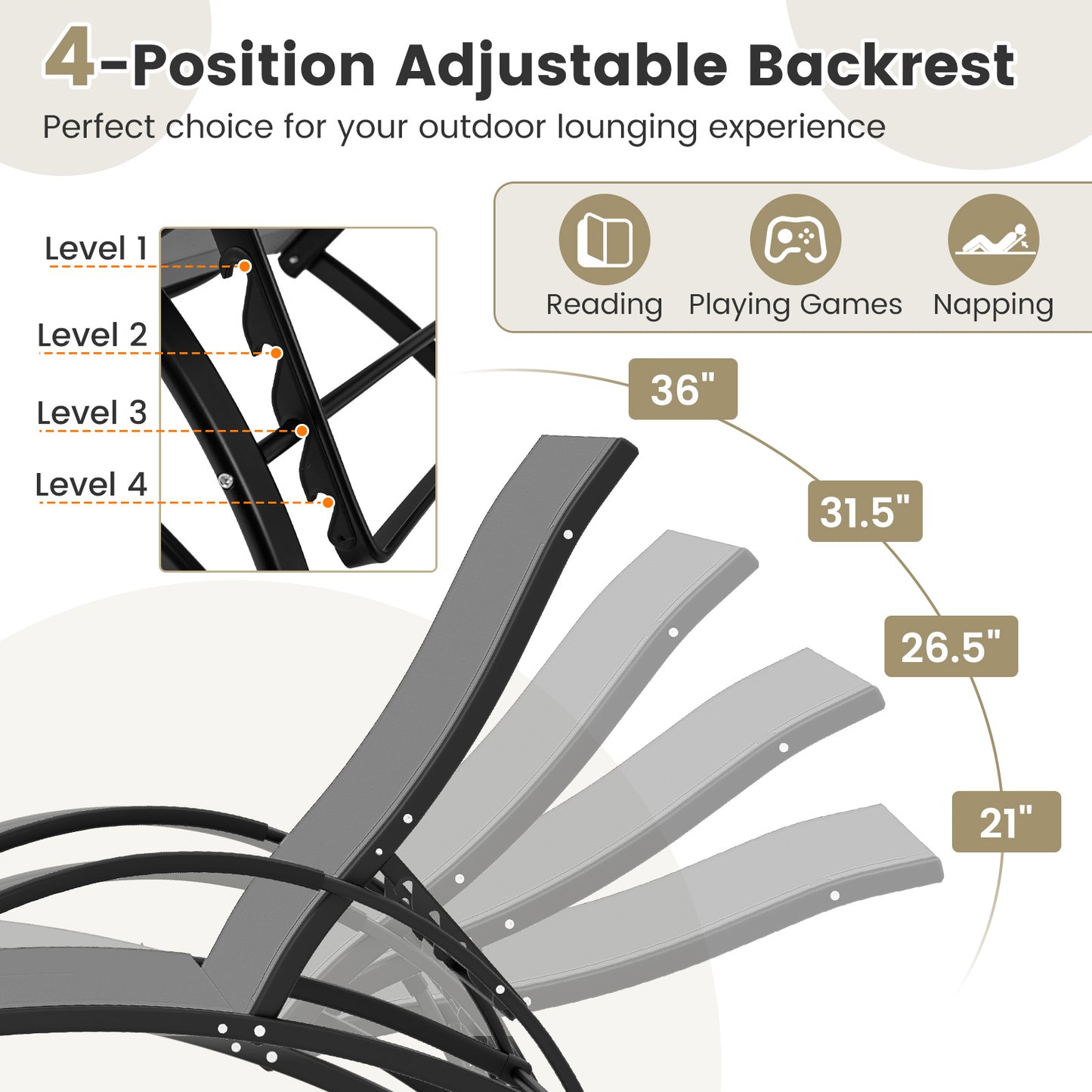 2-in-1 Rocking Lounge Chair with Adjustable Backrest