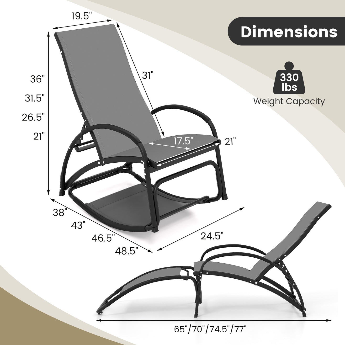 2-in-1 Rocking Lounge Chair with Adjustable Backrest