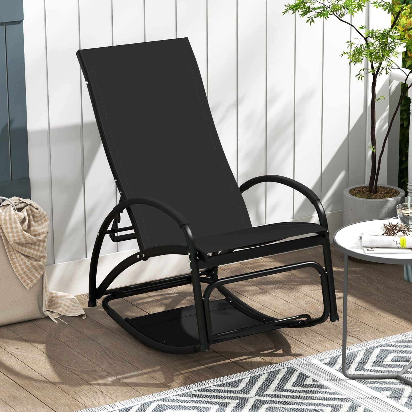 2-in-1 Rocking Lounge Chair with Adjustable Backrest