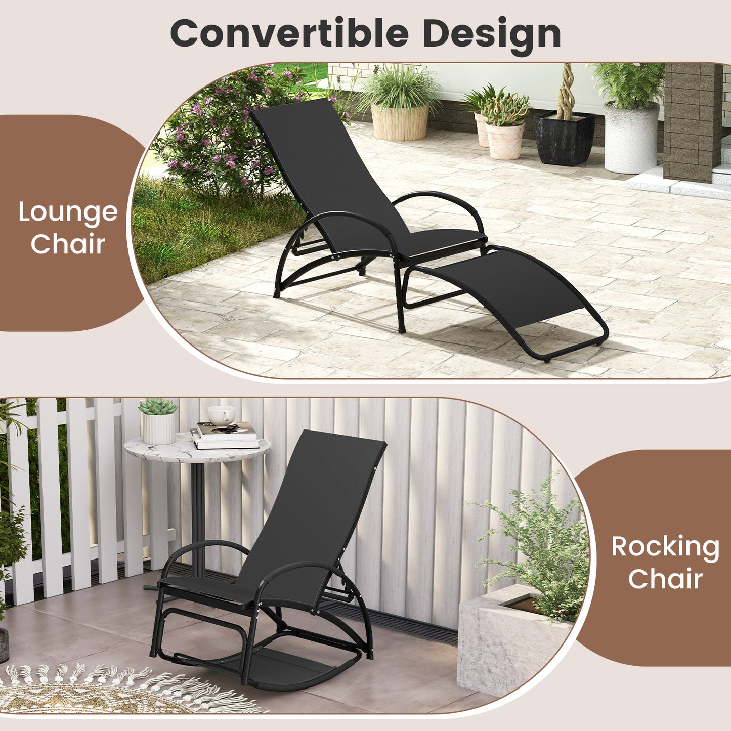2-in-1 Rocking Lounge Chair with Adjustable Backrest