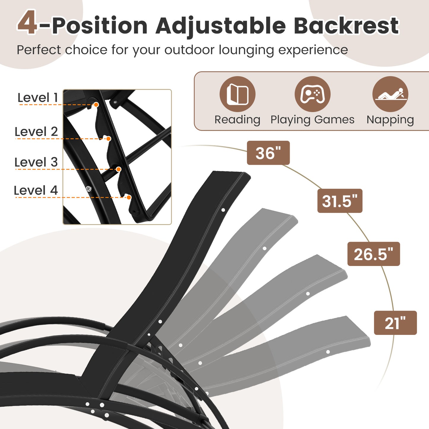 2-in-1 Rocking Lounge Chair with Adjustable Backrest