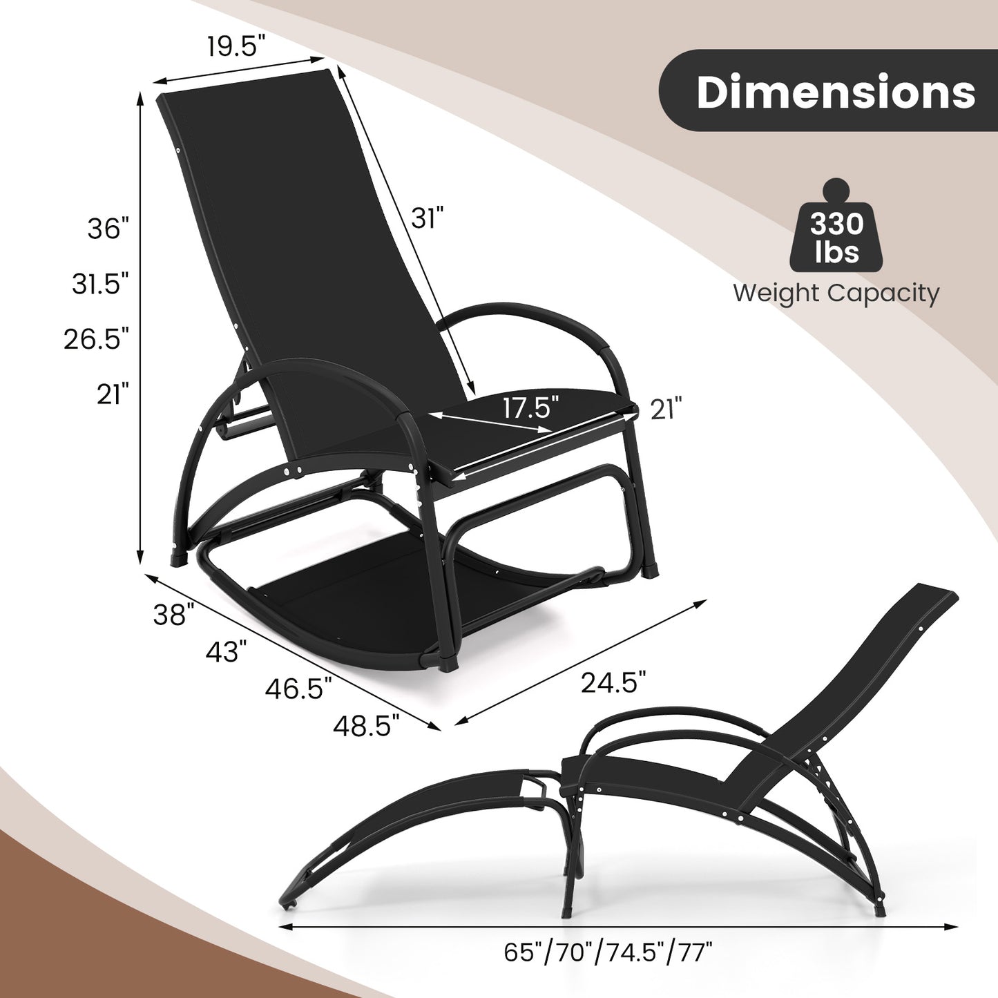 2-in-1 Rocking Lounge Chair with Adjustable Backrest