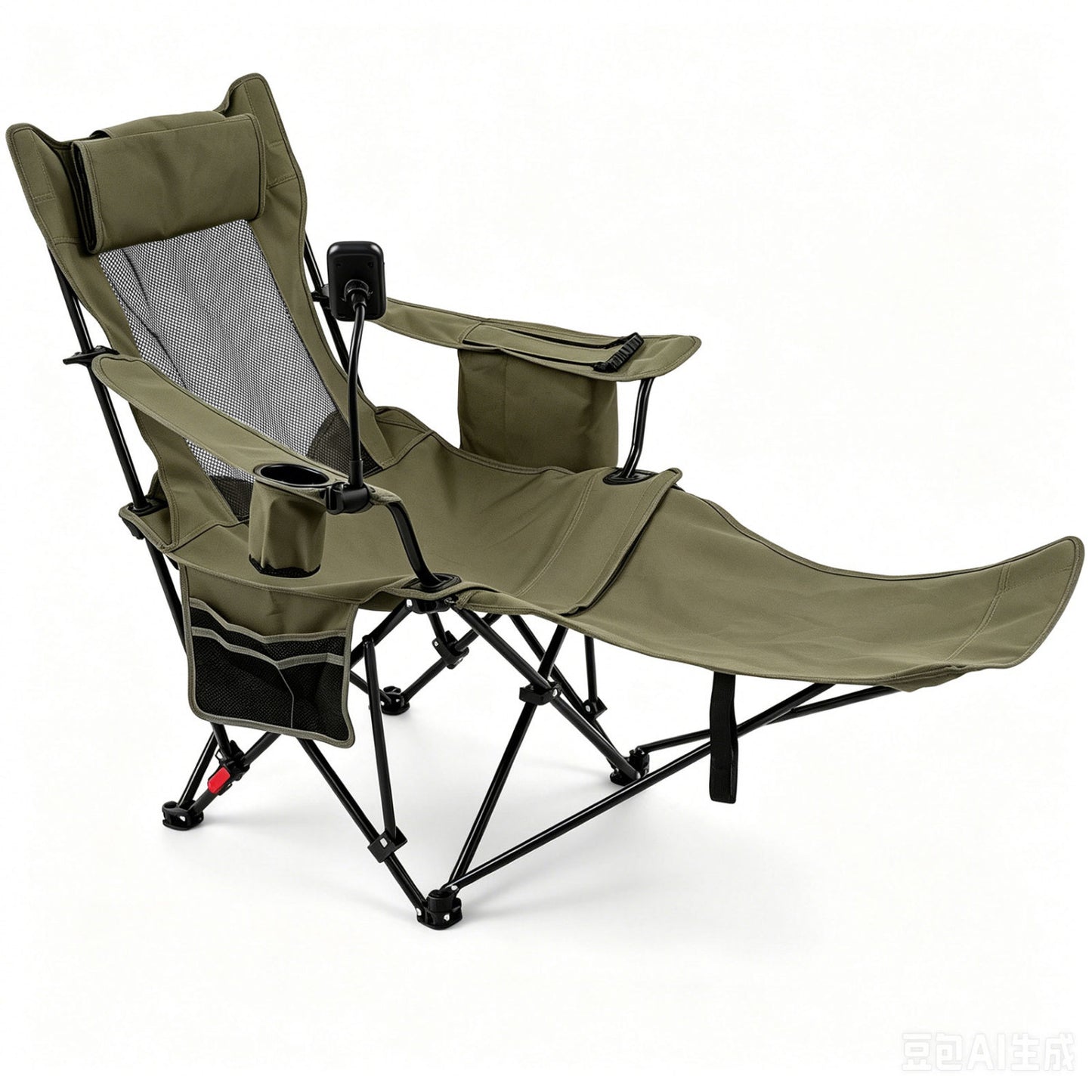 Reclining Camping Chair with Adjustable Backrest & Footrest