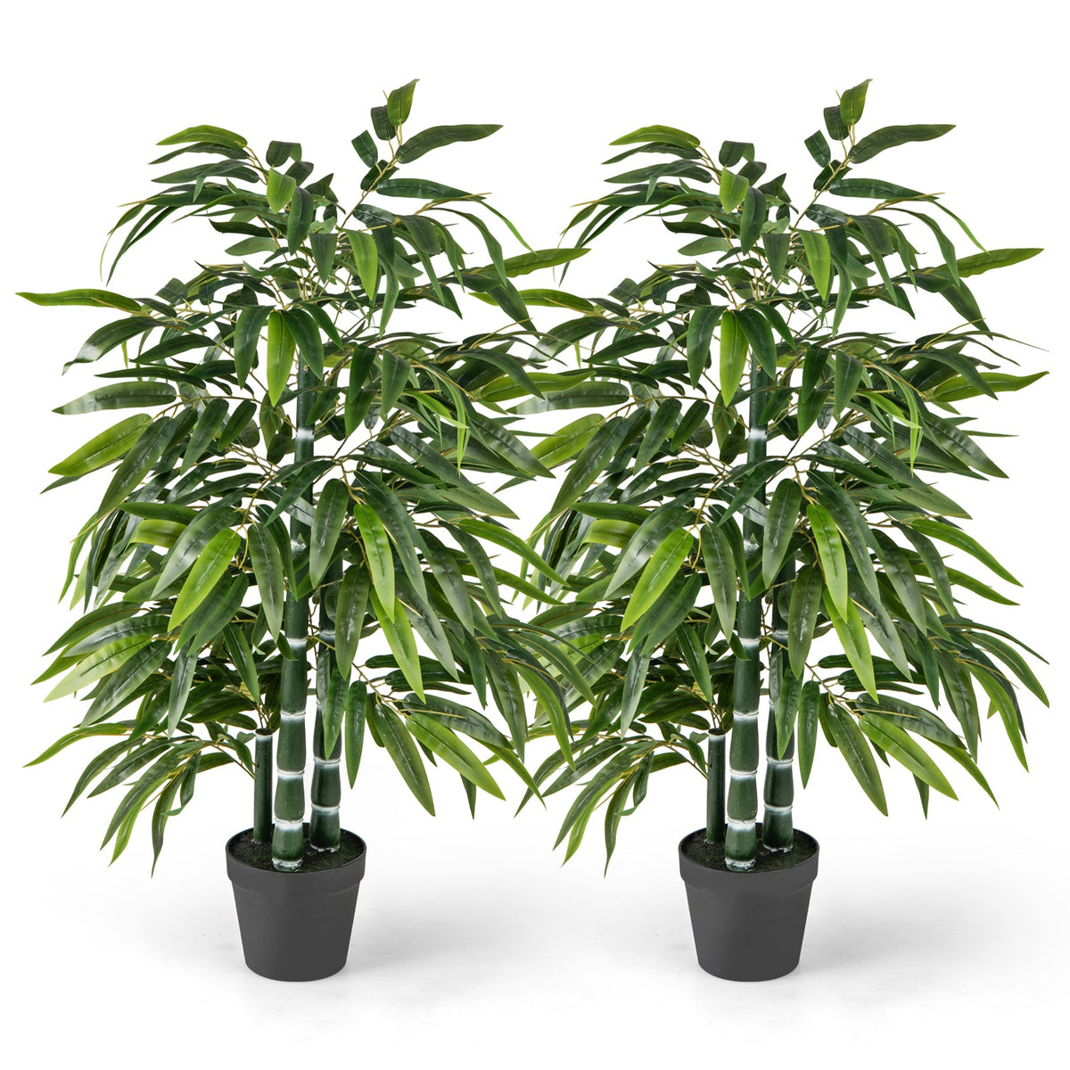 2 Pack Fake Bamboo Leave Tree with 3 PE Bamboo Trunk-Green