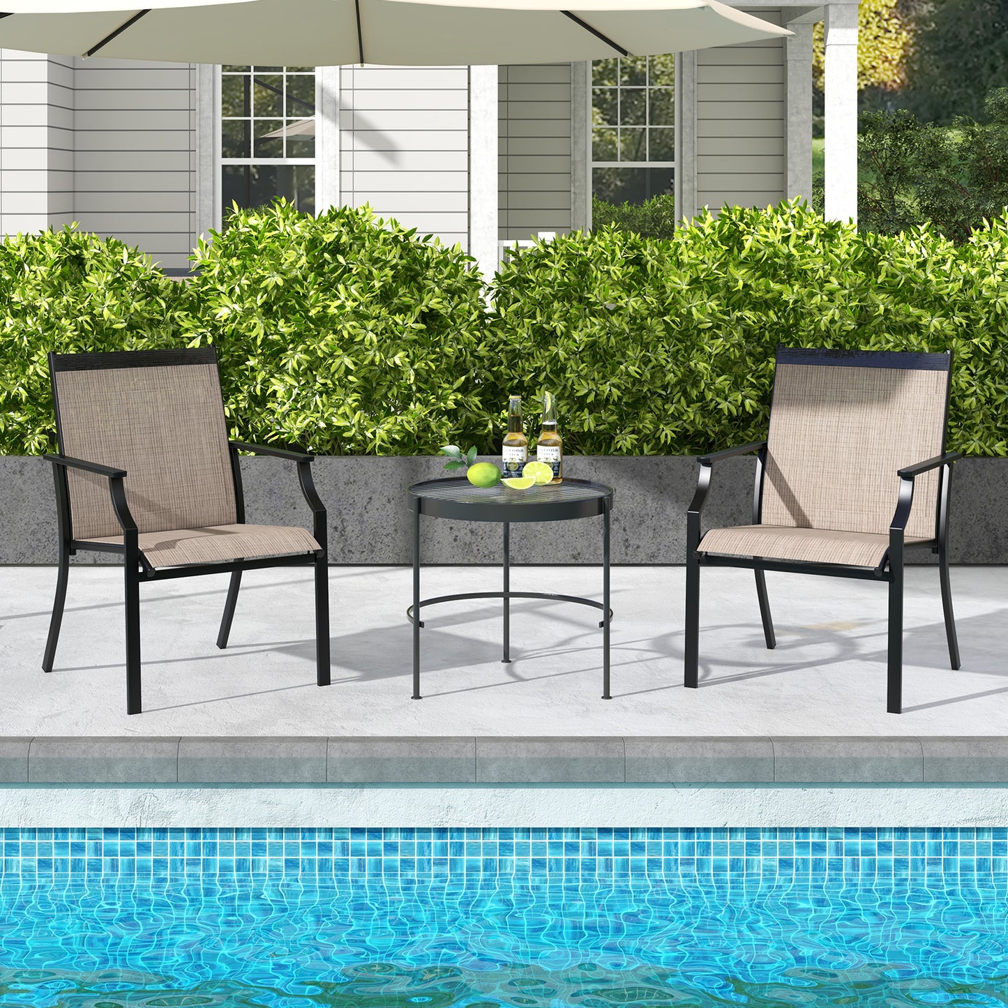 Patio Dining Chairs Set of 2 with Breathable Mesh Seat