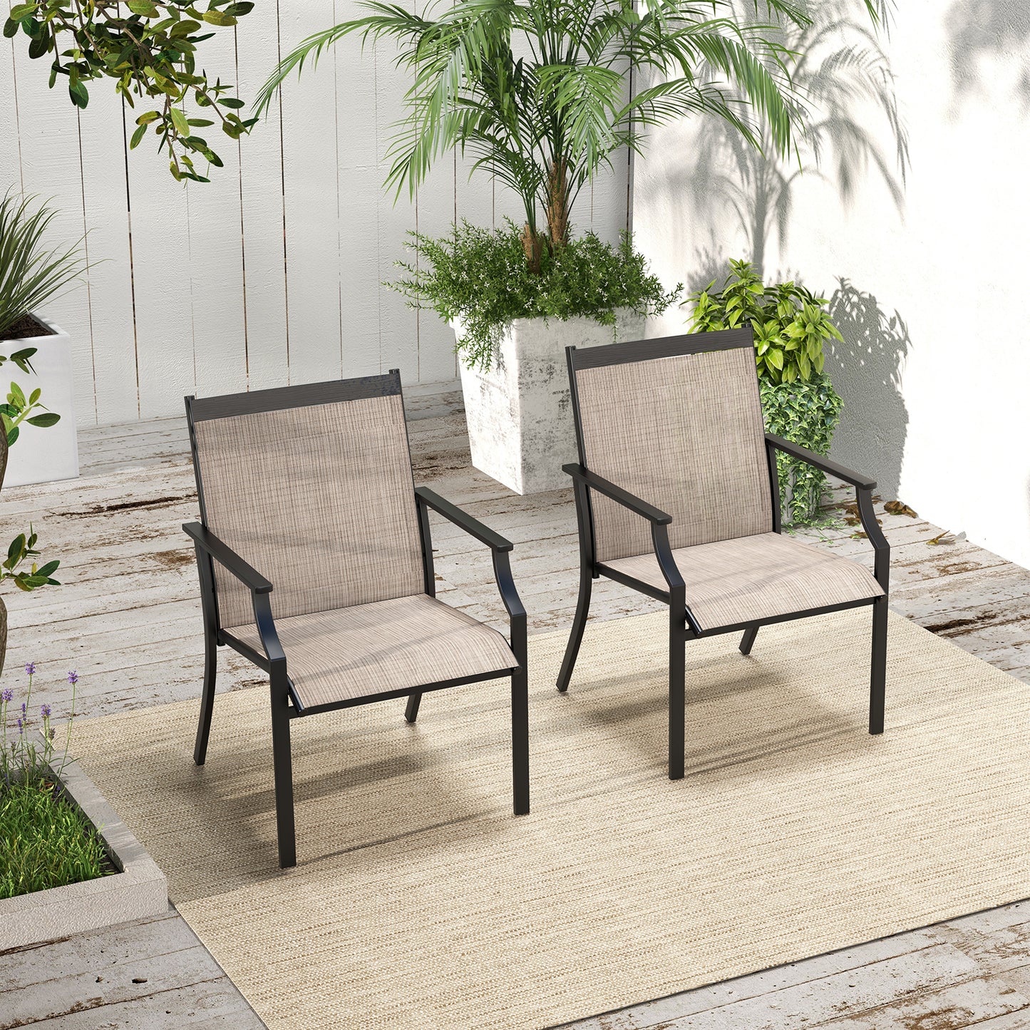 Patio Dining Chairs Set of 2 with Breathable Mesh Seat