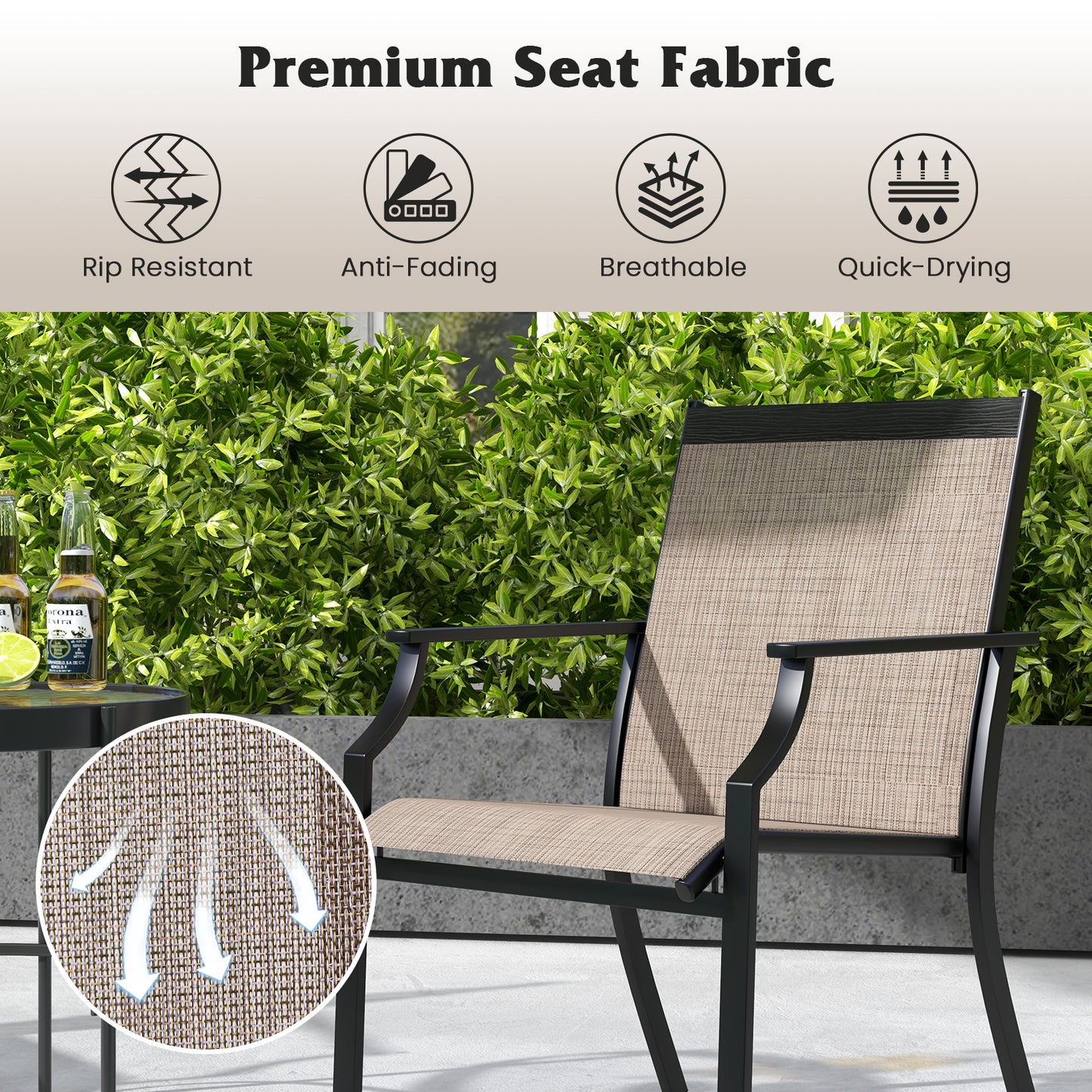 Patio Dining Chairs Set of 2 with Breathable Mesh Seat