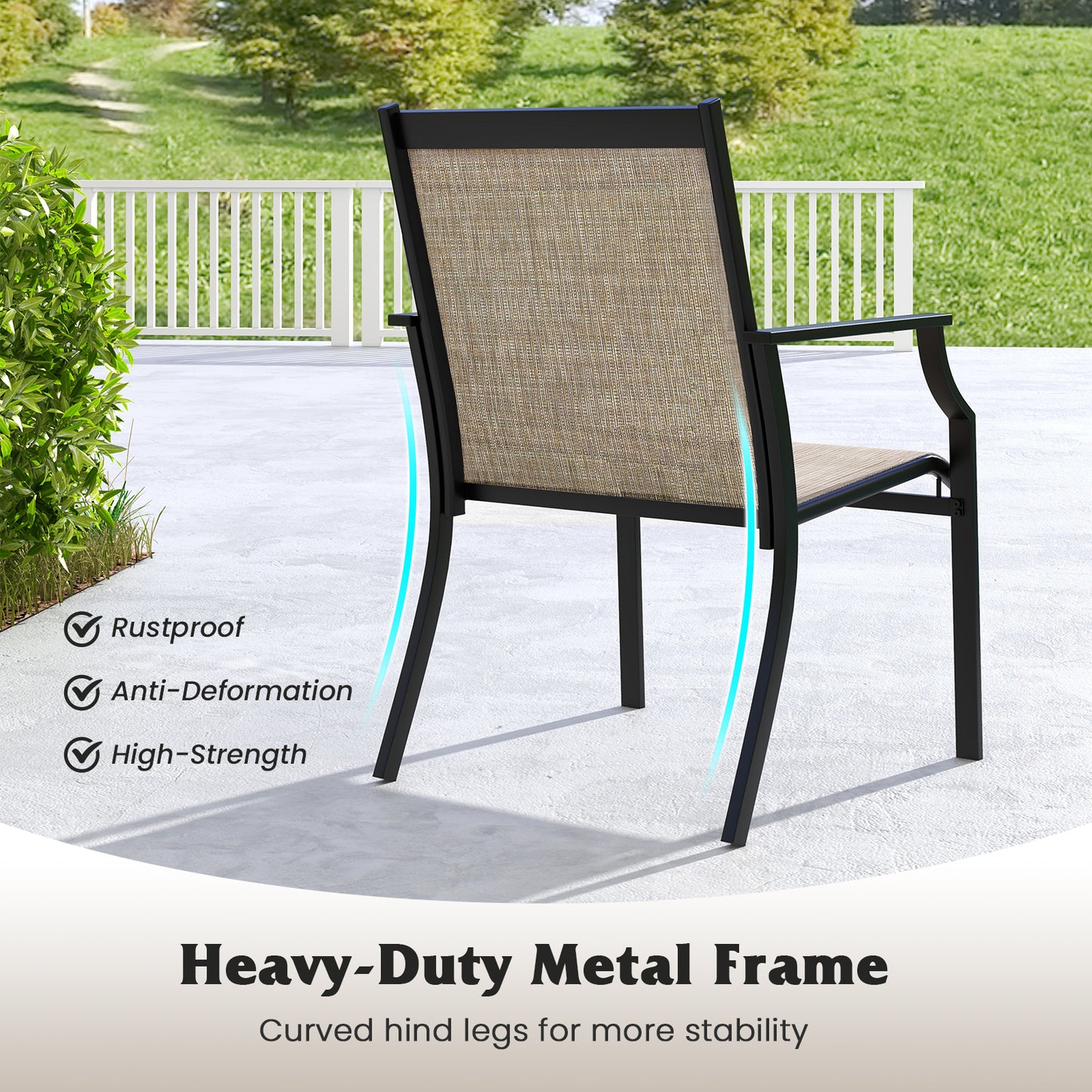 Patio Dining Chairs Set of 2 with Breathable Mesh Seat