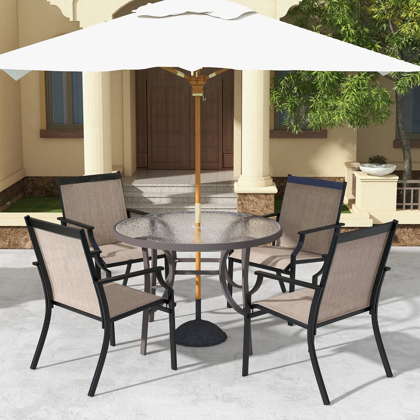 Patio Dining Chairs Set of 2 with Breathable Mesh Seat