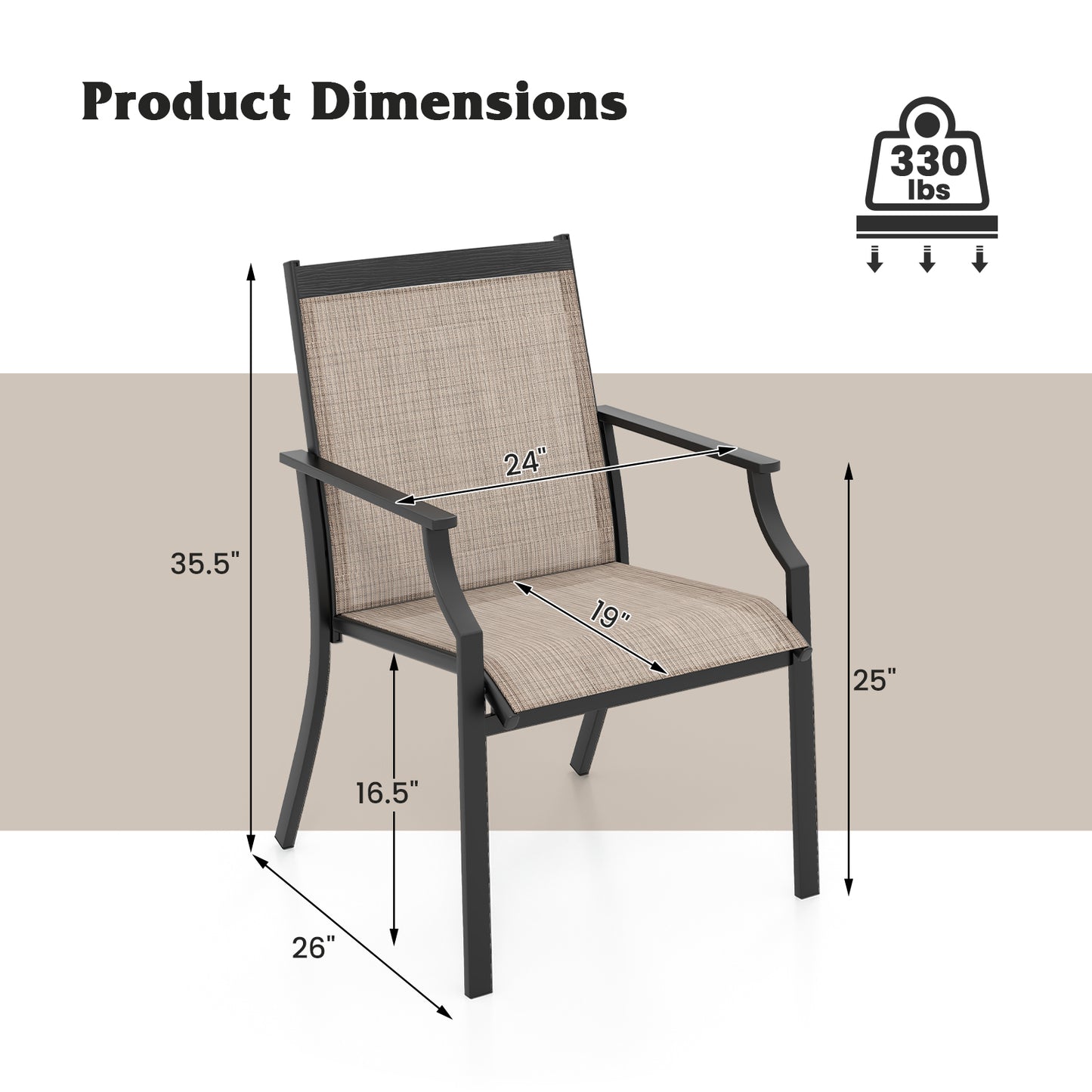 Patio Dining Chairs Set of 2 with Breathable Mesh Seat