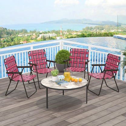 Folding Beach Chair with Steel Frame and Webbing - 2 Pack