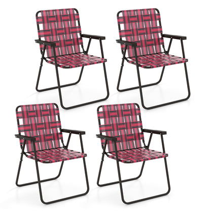 Folding Beach Chair with Steel Frame - Set of 4