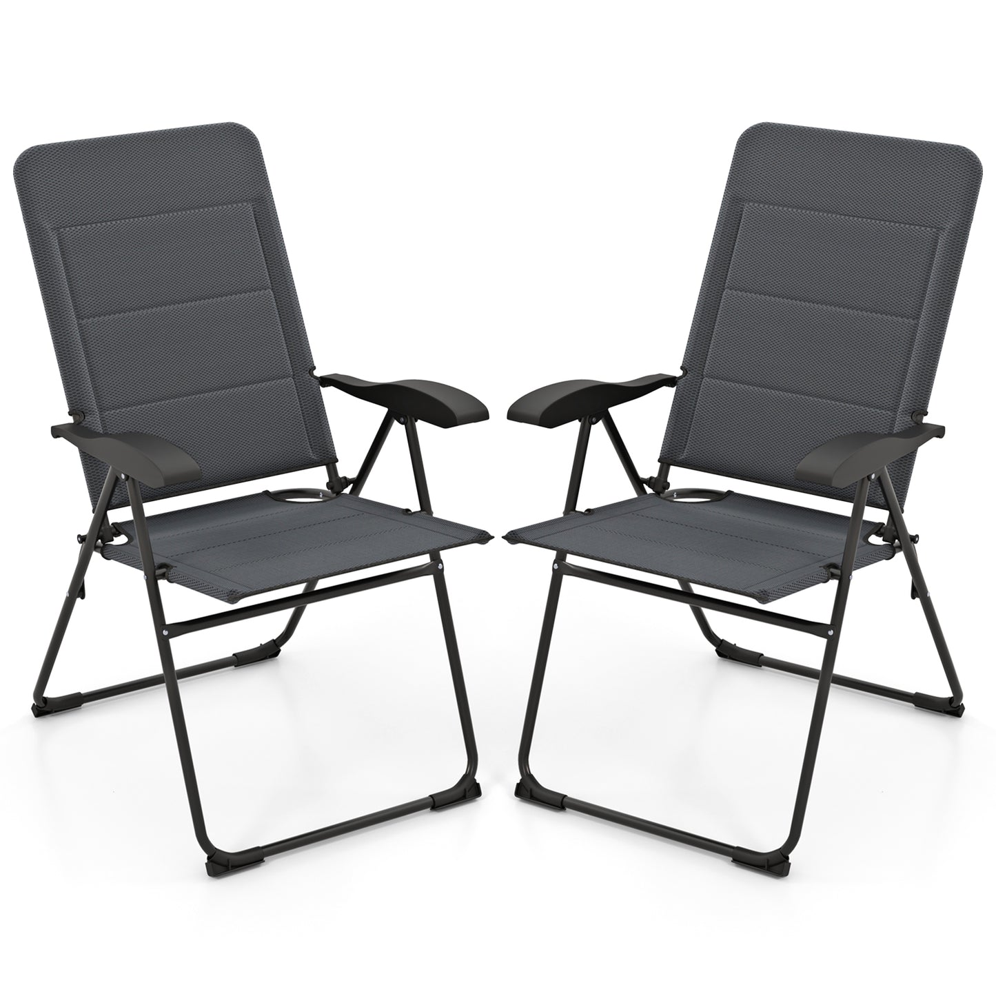 Folding Patio Chairs with 7-Position Adjustable Backrest, Set of 2