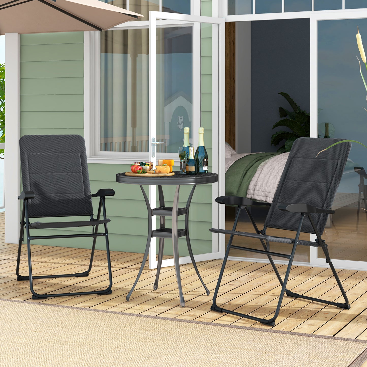 Folding Patio Chairs with 7-Position Adjustable Backrest, Set of 2