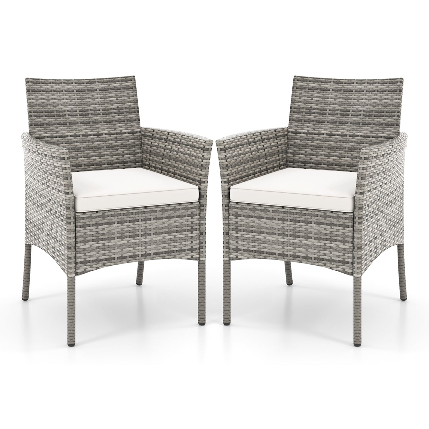 Outdoor PE Rattan Armchairs Set of 2 with Cushions