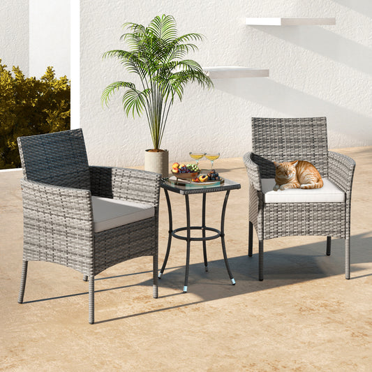 Outdoor PE Rattan Armchairs Set of 2 with Cushions