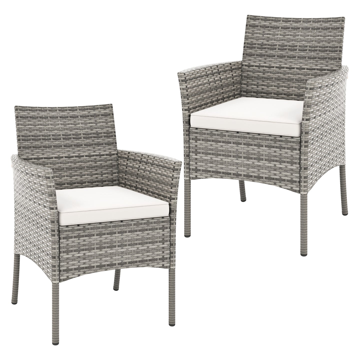 Outdoor PE Rattan Armchairs Set of 2 with Cushions