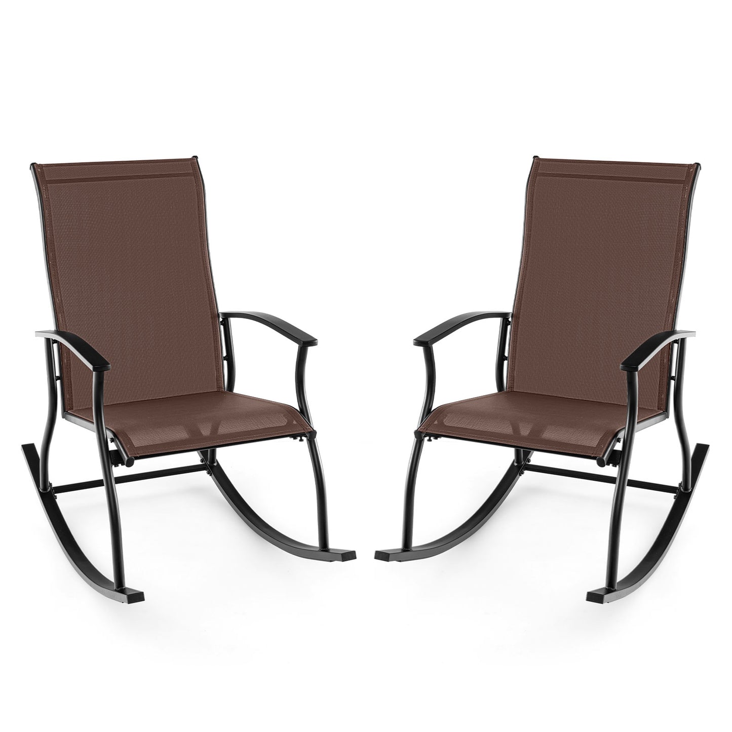 Outdoor Rocking Chairs Set of 2 with Breathable Backrest