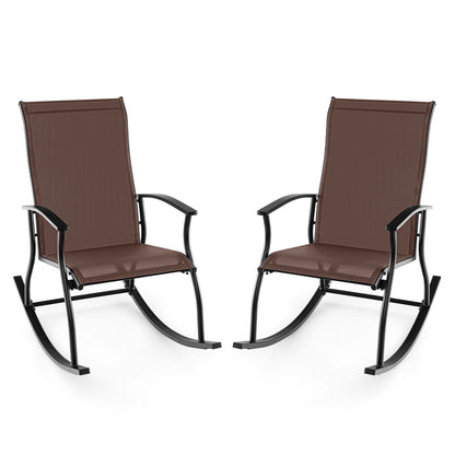 Outdoor Rocking Chairs Set of 2 with Breathable Backrest