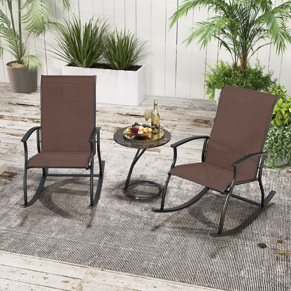 Outdoor Rocking Chairs Set of 2 with Breathable Backrest